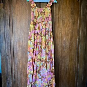 Billabong Floral Maxi Dress - Pink and Yellow